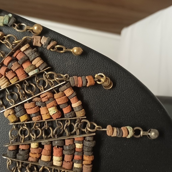 Vintage Egyptian Revival beaded necklace | earrings - Picture 3 of 5